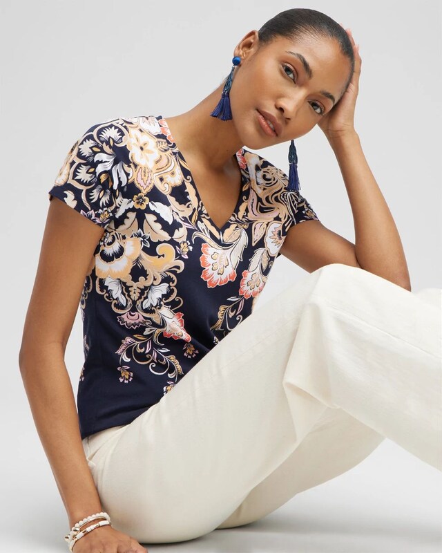 Scrolls V-neck Perfect Tee - image 2